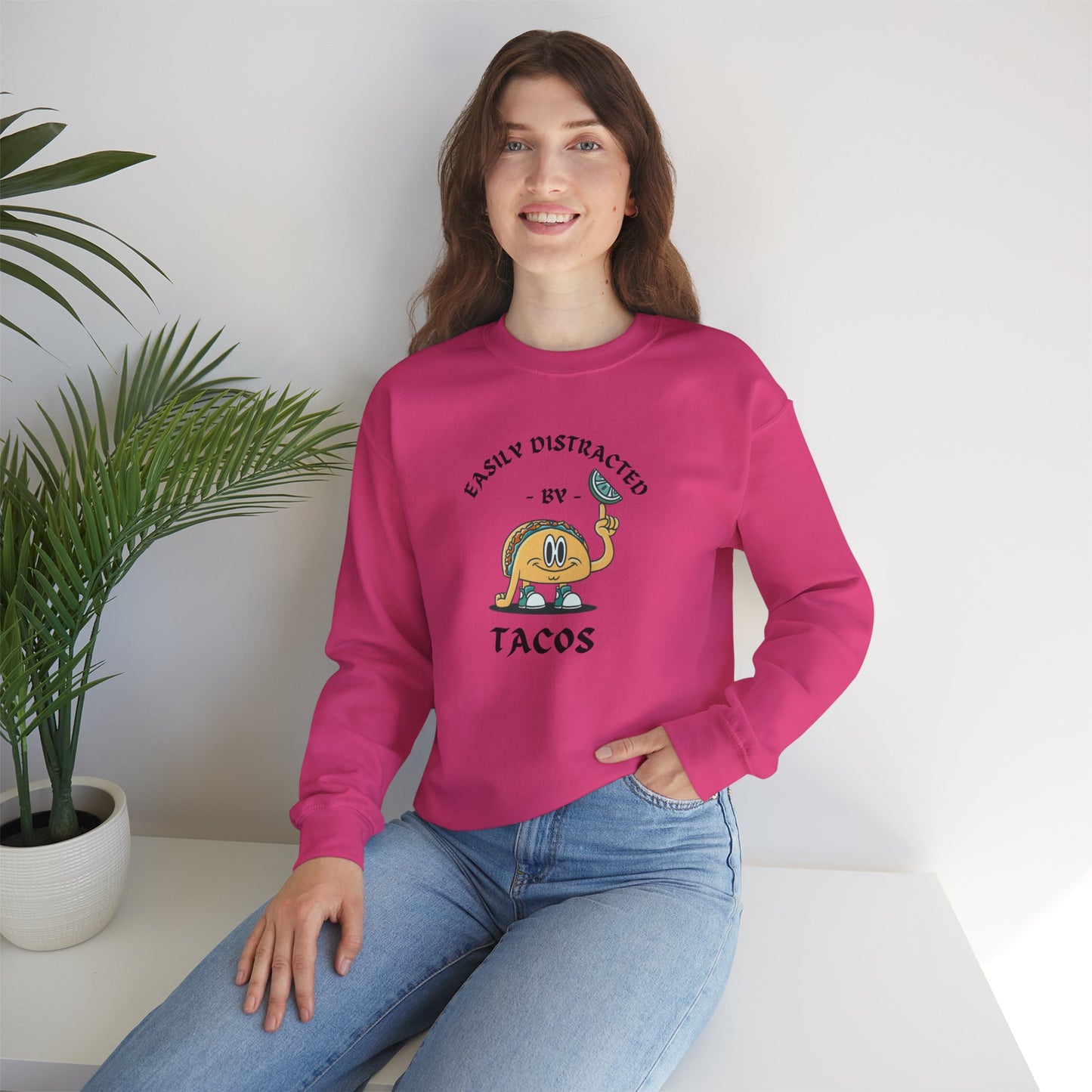 'Easily Distracted by Tacos' Unisex Heavy Blend™ Crewneck Sweatshirt