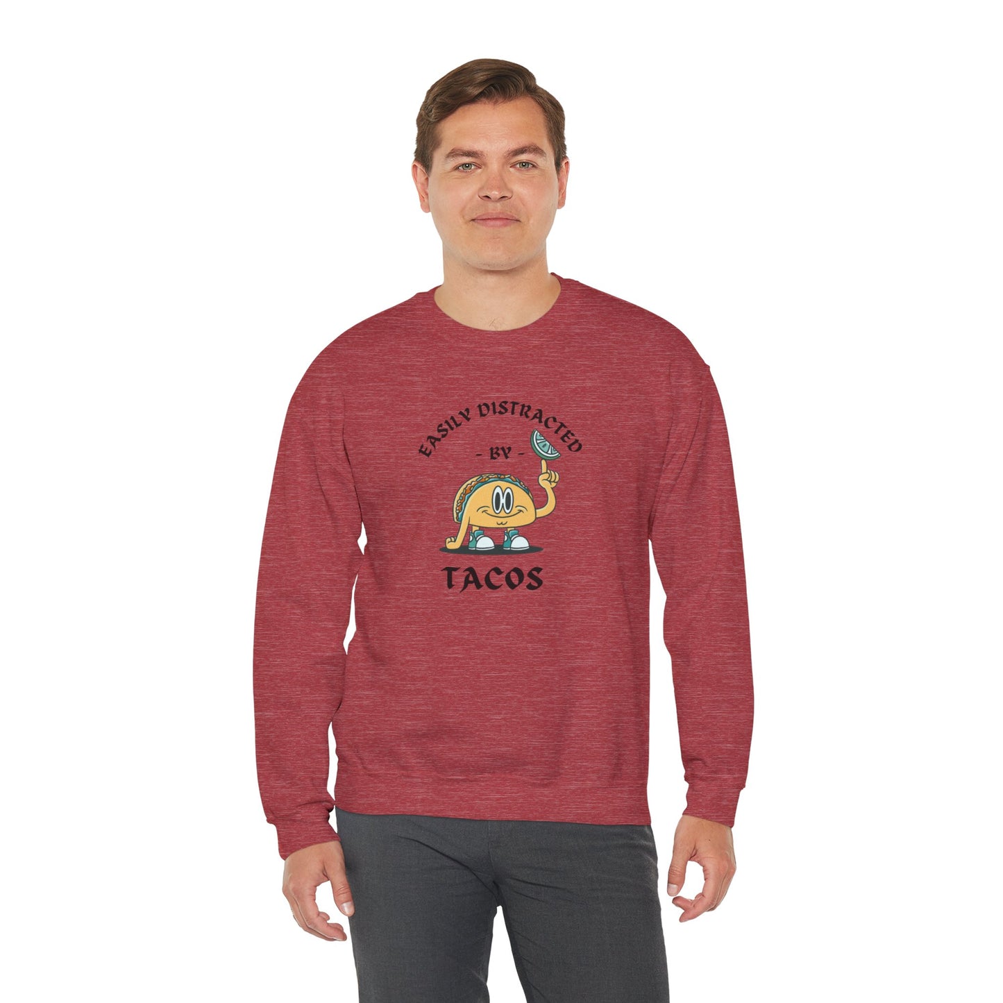 'Easily Distracted by Tacos' Unisex Heavy Blend™ Crewneck Sweatshirt