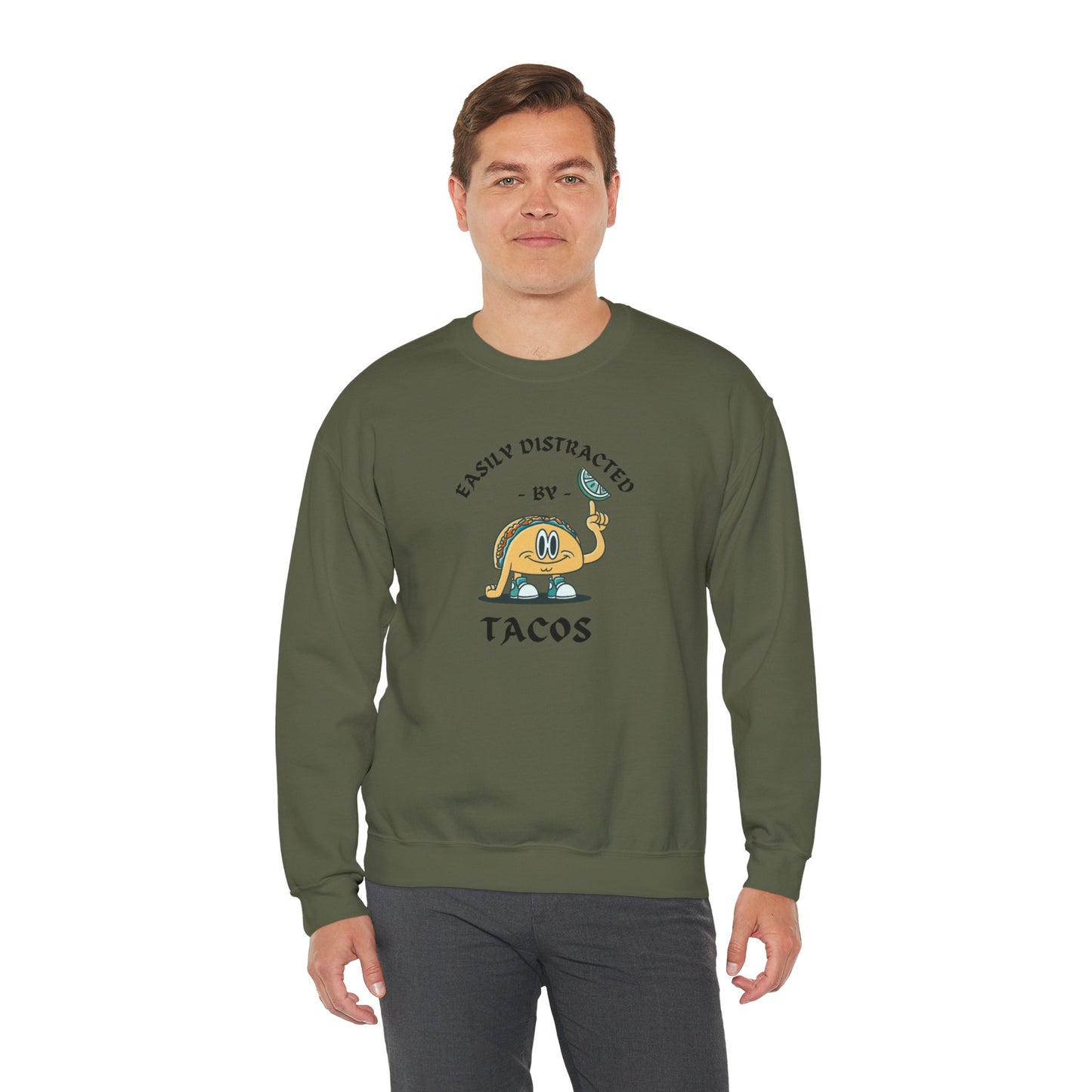 'Easily Distracted by Tacos' Unisex Heavy Blend™ Crewneck Sweatshirt