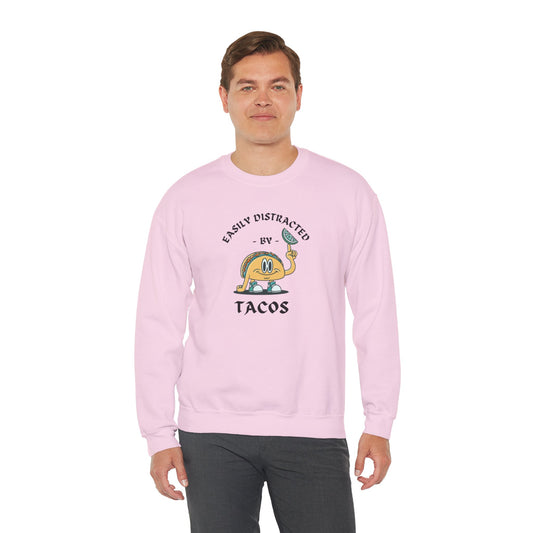 'Easily Distracted by Tacos' Unisex Heavy Blend™ Crewneck Sweatshirt