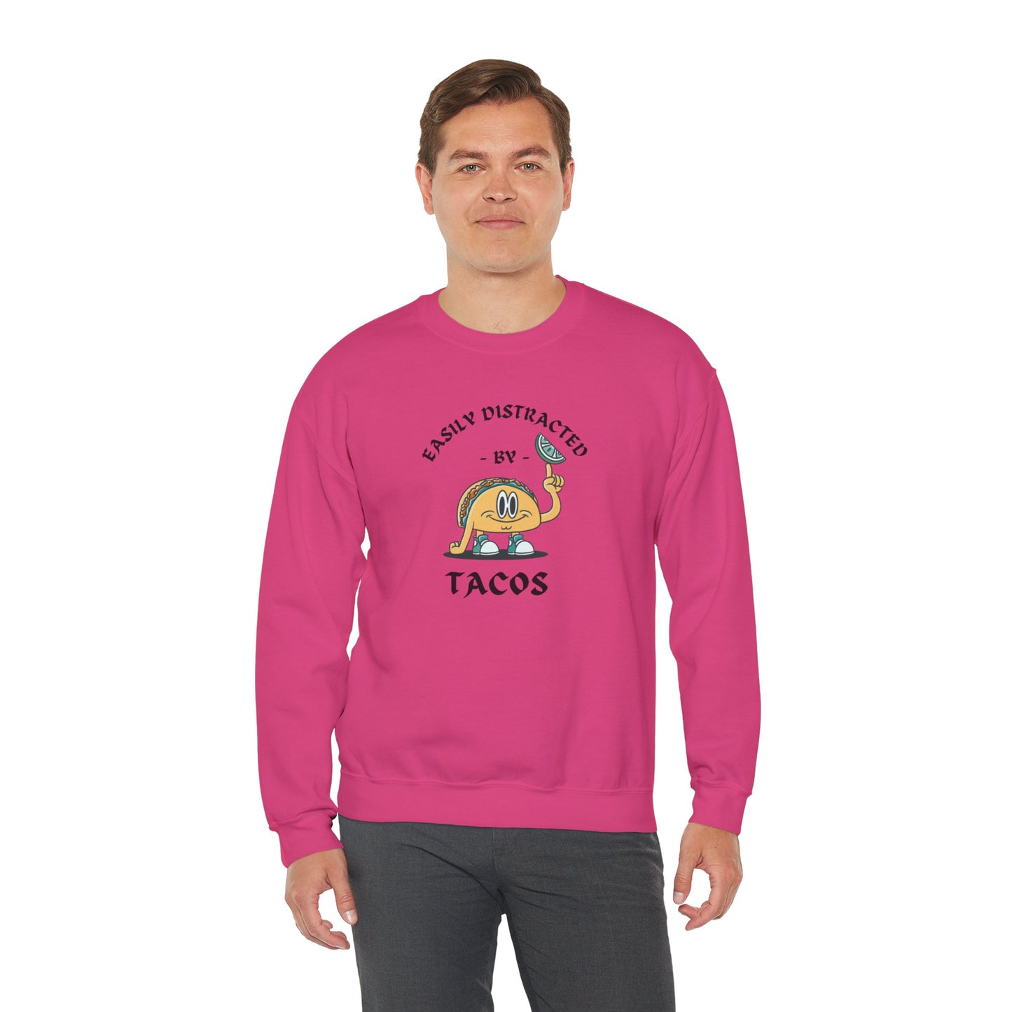 'Easily Distracted by Tacos' Unisex Heavy Blend™ Crewneck Sweatshirt