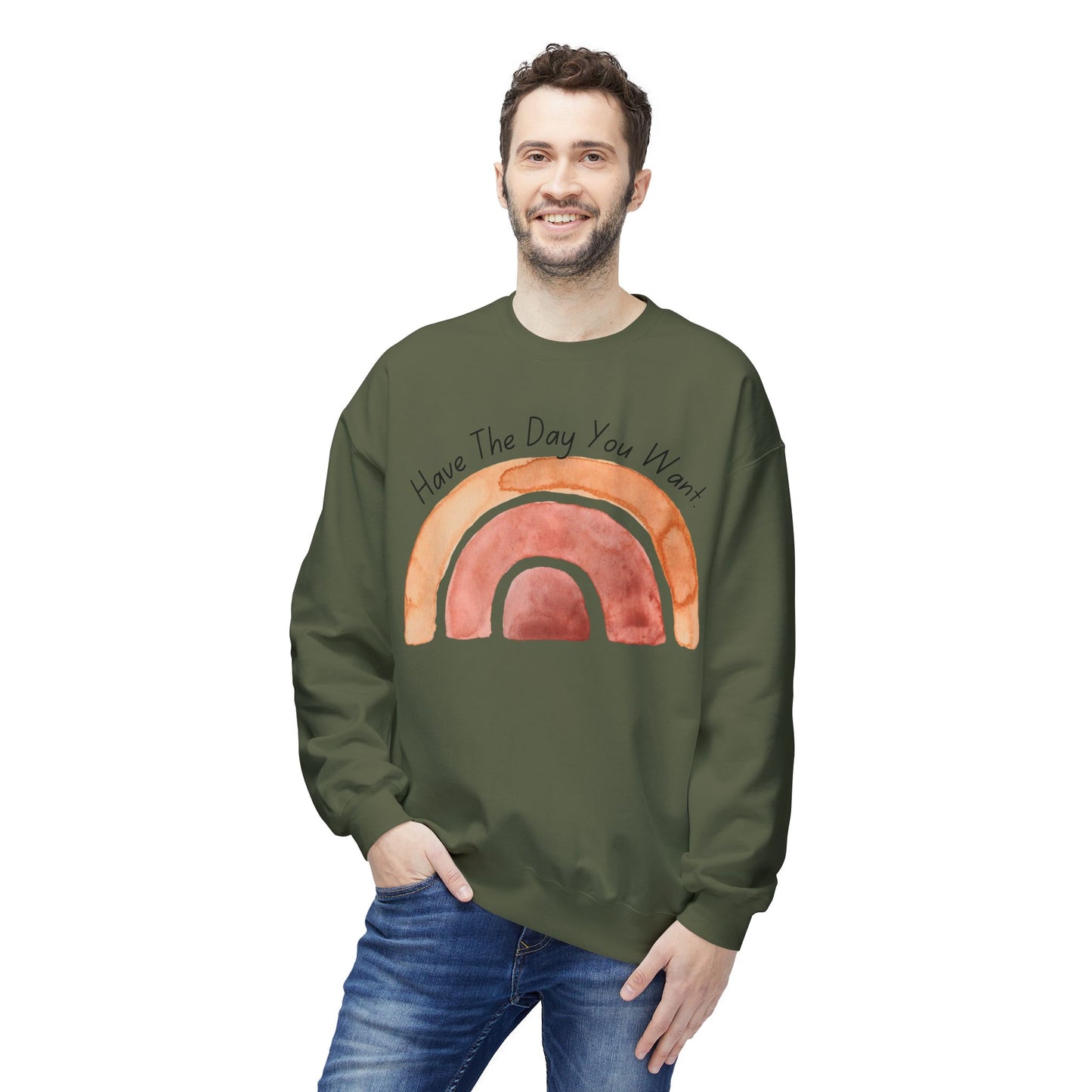 'Have The Day You Want' Unisex Midweight Softstyle Fleece Crewneck Sweatshirt