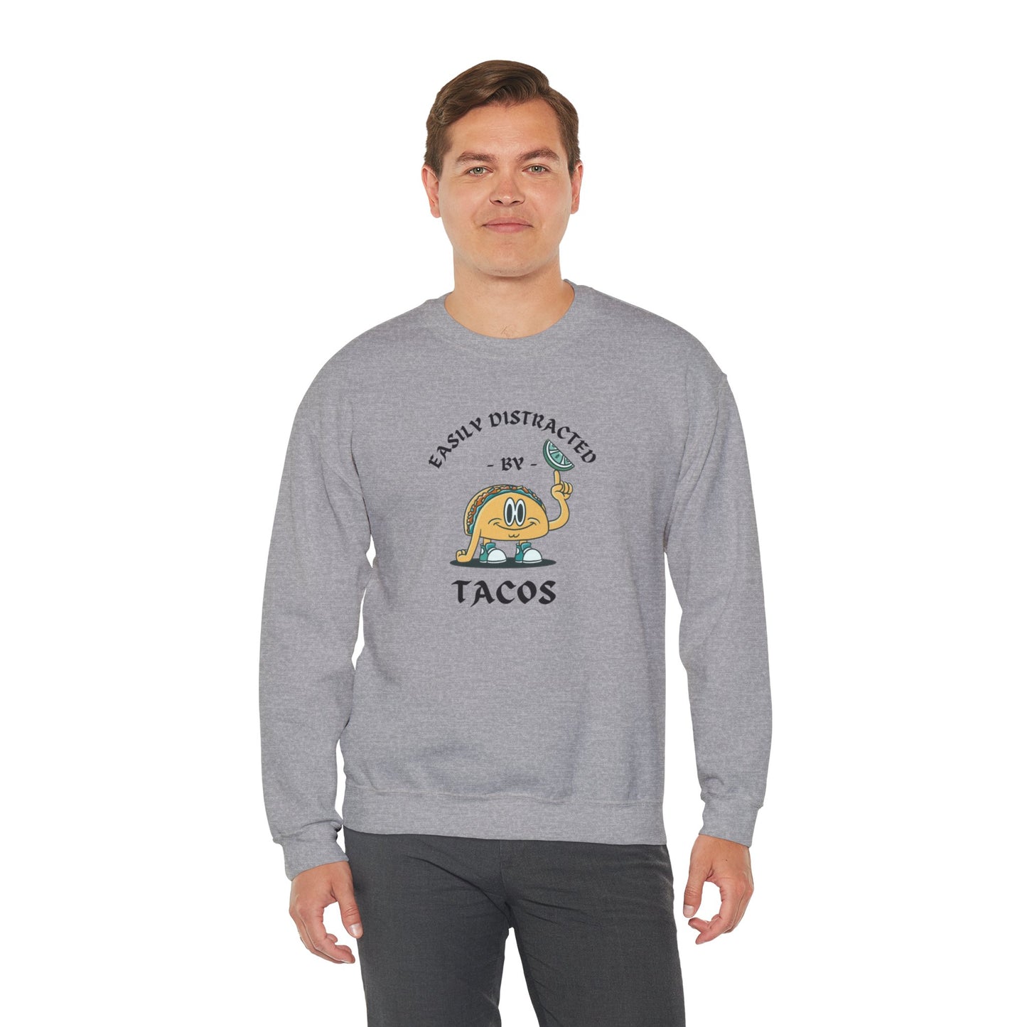 'Easily Distracted by Tacos' Unisex Heavy Blend™ Crewneck Sweatshirt