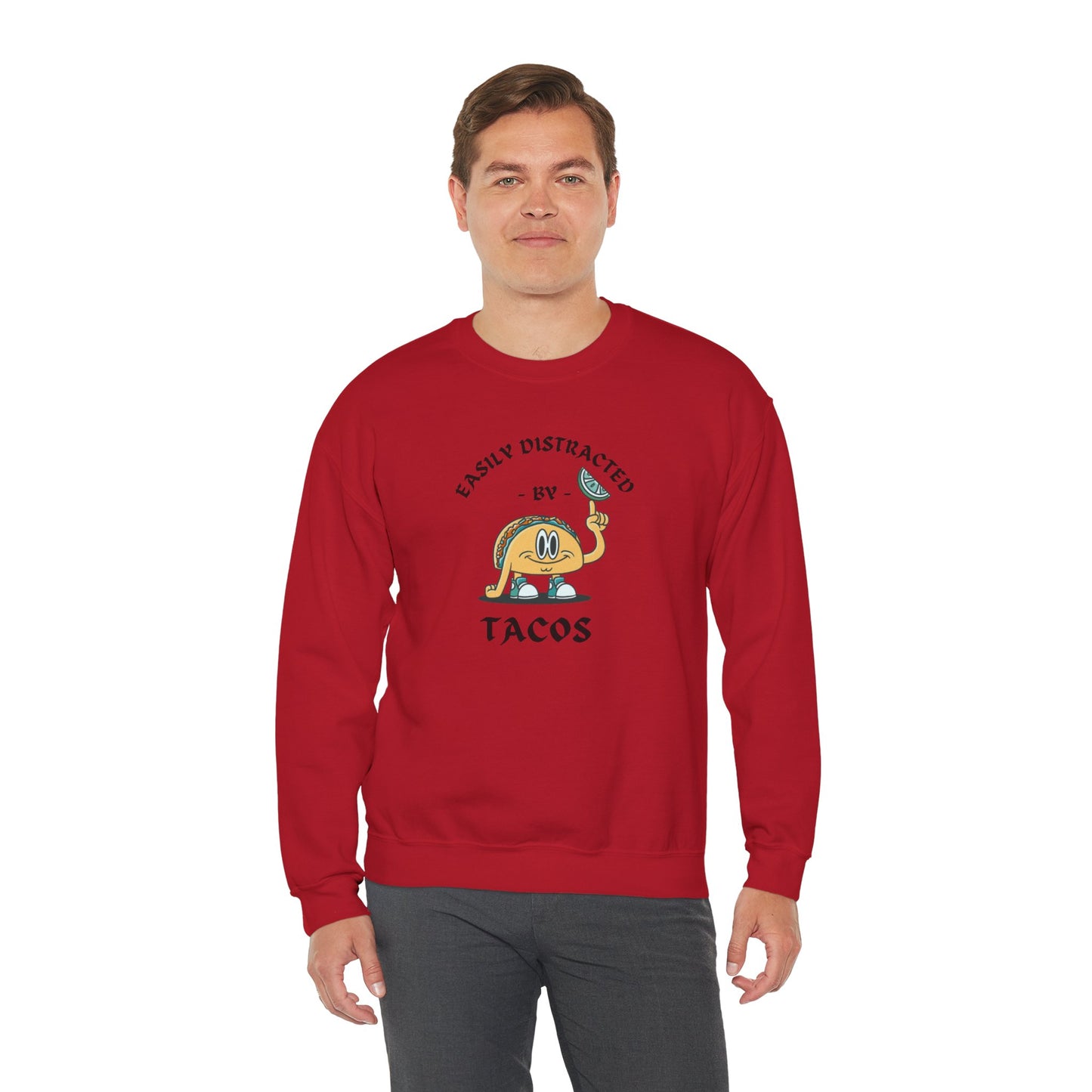 'Easily Distracted by Tacos' Unisex Heavy Blend™ Crewneck Sweatshirt