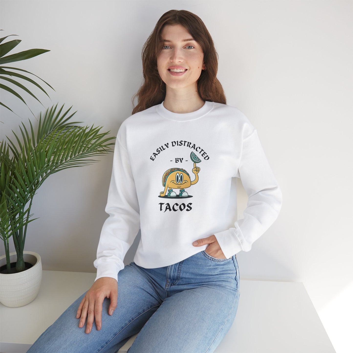 'Easily Distracted by Tacos' Unisex Heavy Blend™ Crewneck Sweatshirt