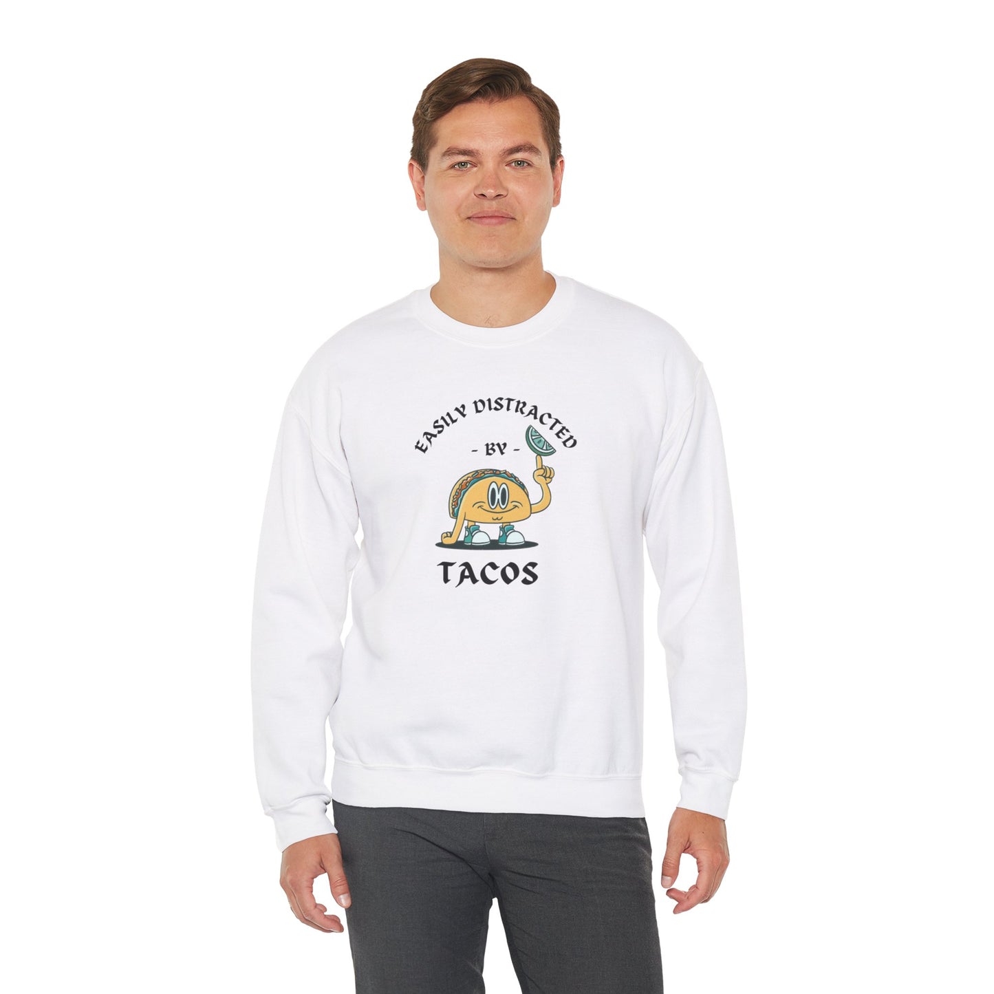 'Easily Distracted by Tacos' Unisex Heavy Blend™ Crewneck Sweatshirt